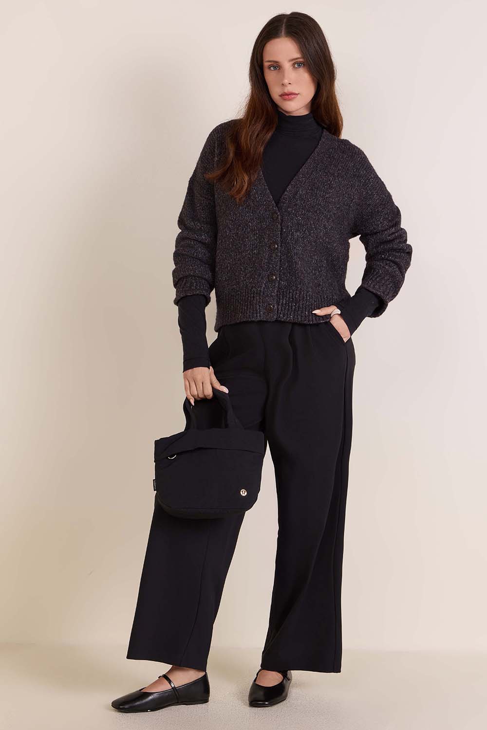 Wool-Blend Button-Up Cardigan